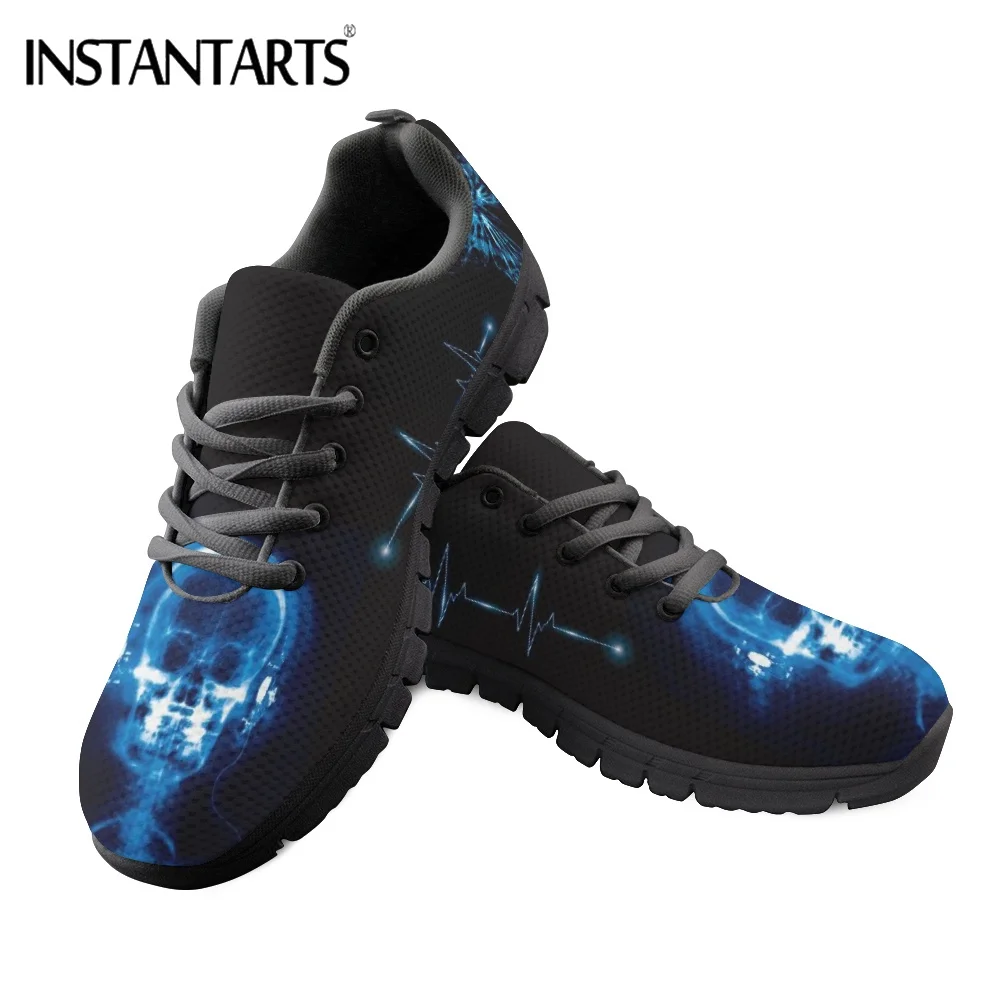 

INSTANTARTS Fashion Flat Shoes For Women Girls Scary Skeleton Brand Design Air Mesh Sneaker Ladies Outdoor Shoes Zapatos Mujer