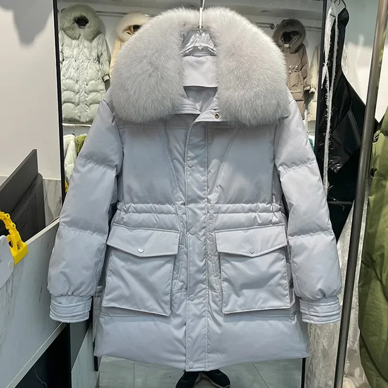 Fashion Solid Color Long Sleeve Hooded Collar Women's Down Jacket 2023 Winter Korean Style Slimming Casual Loose Down Jacket