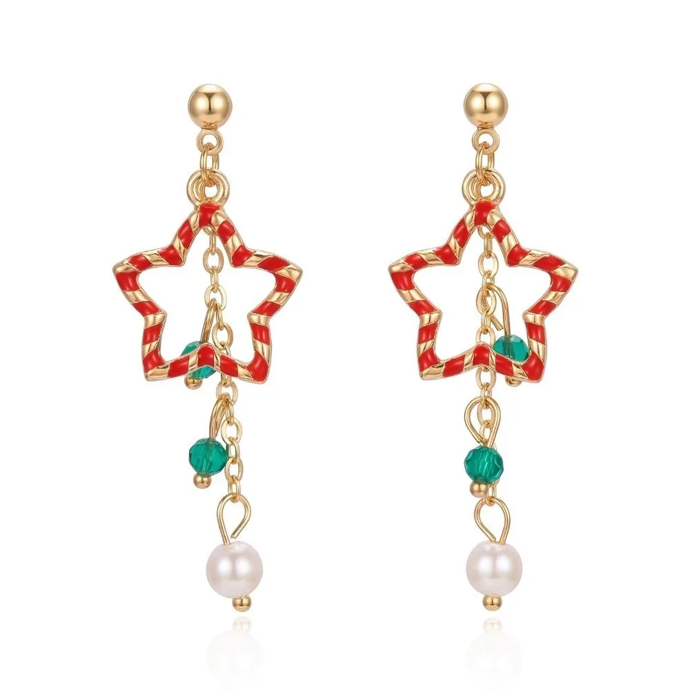 Cute Snowman Christmas Earrings Reindeer Christmas Tree Xmas Earrings Shining Bowknot Santa Claus Earrings Gift