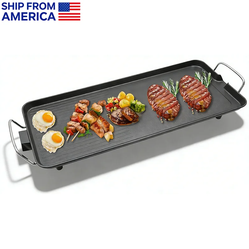 

Электрический гриль с антипригарным покрытием, регулируемой температурой, для использования на улице и в помещении, для кемпинга, вечеринок, пикников, путешествий, дома, быстрый нагрев