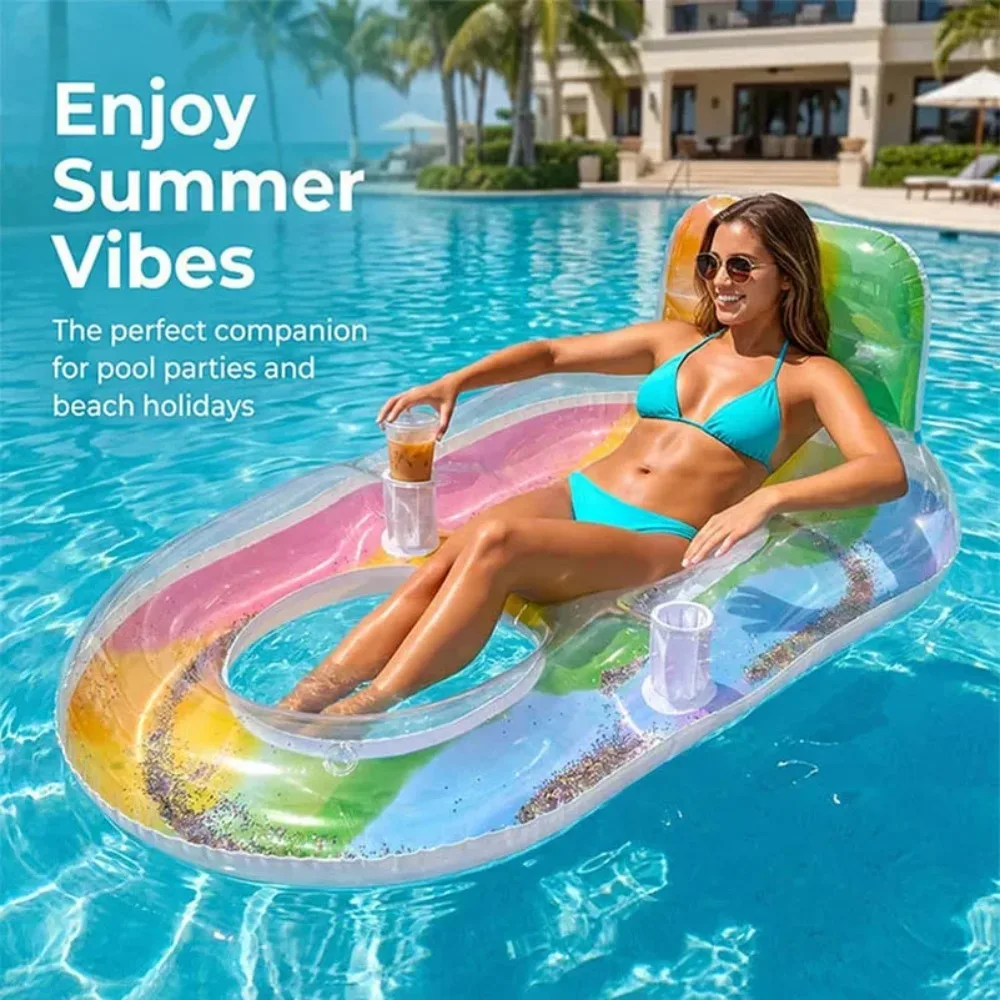 Summer Swimming Pool Inflatable Sofa With Cup Hole Water Swimming Pool Inflatable Floating Bed For Adult Water Leisure Float