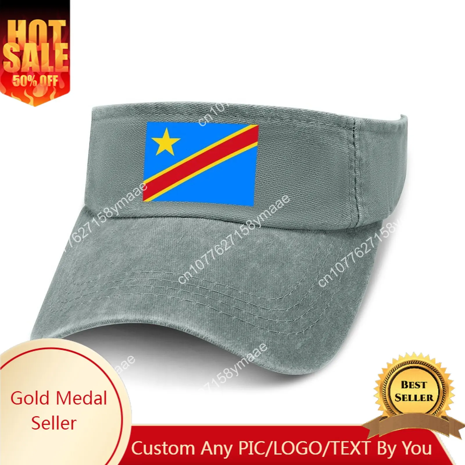 Congo Flag Sun Visor Leaky Top Cowboy Hats Mens Womens Customize Cap Sports Popular Baseball Tennis Golf Caps Empty Open Top Hat