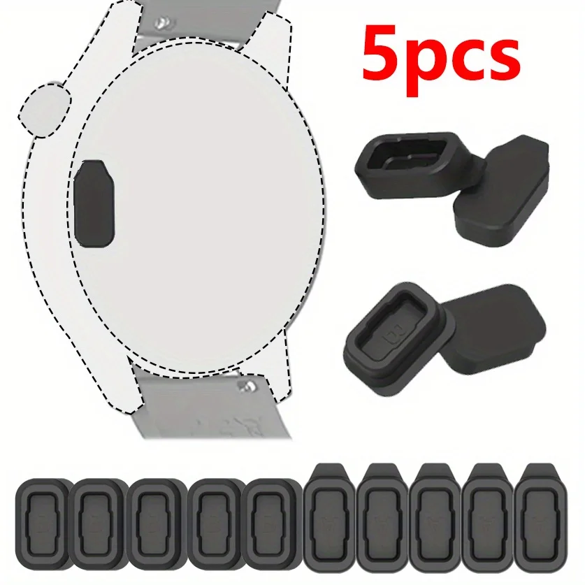 5pcs Dust Plug Compatible For COROS Pace 3/2/Pro Apex 2/2Pro/Pro/Apex 46mm 42mm Vertix 2/2S Silicone Anti Dust Plugs Caps Cover