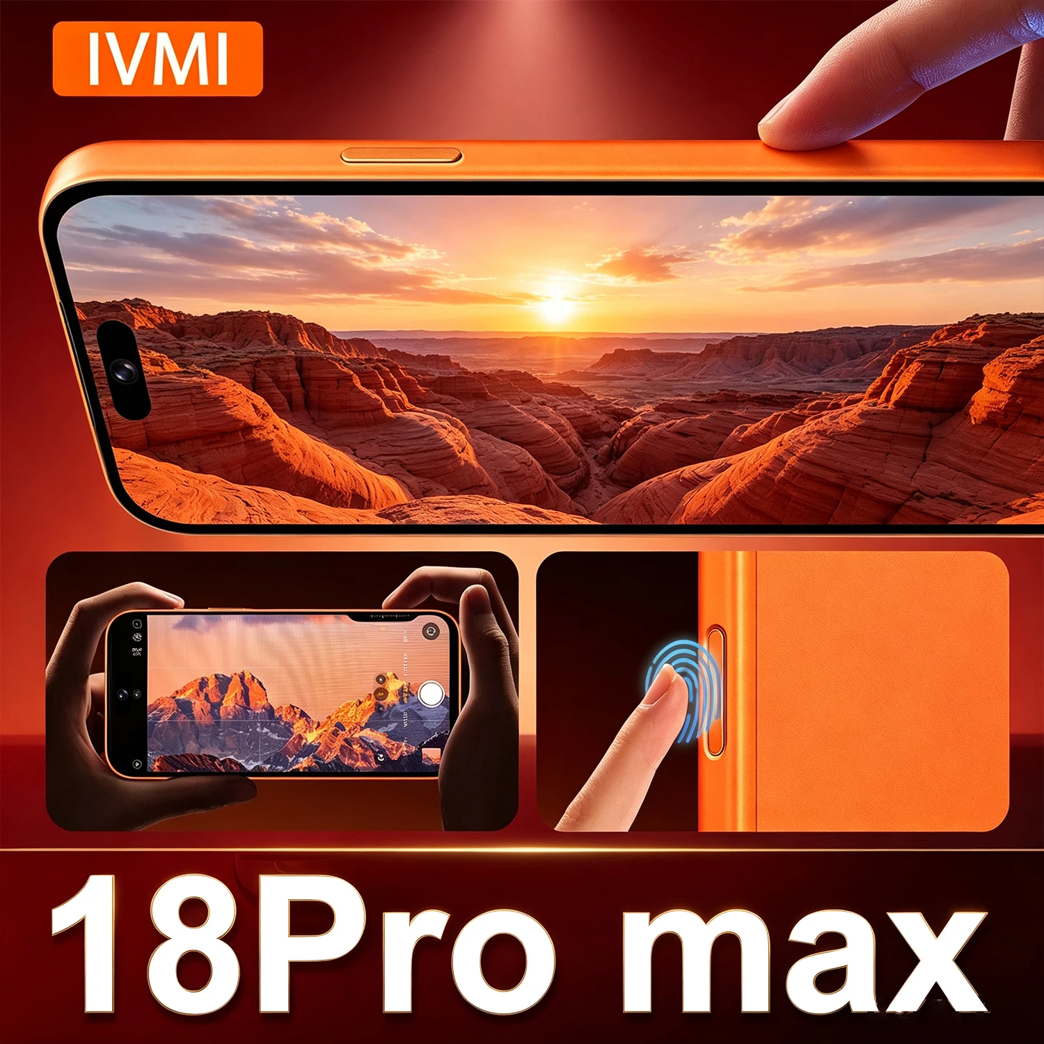 [Weltweit Erstes] IVMI 18Pro Max Smartphone 4GB+32GB RAM 6,7-Zoll-HD+-Bildschirm Android 12.0 Gesichtserkennung Handy 4G Mobiltelefone
