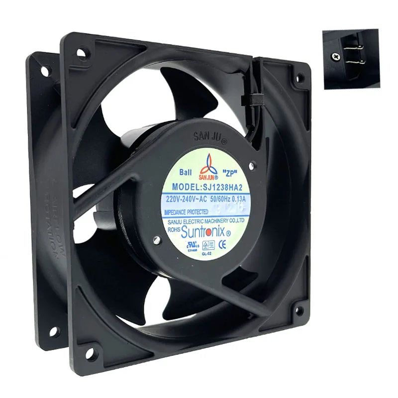 220V Fan Metal NEW Suntronix SANJUN SJ1238HA2 120mm 12cm 12038 220V 240V 0.13A 12038 Metal Fan Leaf Impeller Axial Cooling Fan