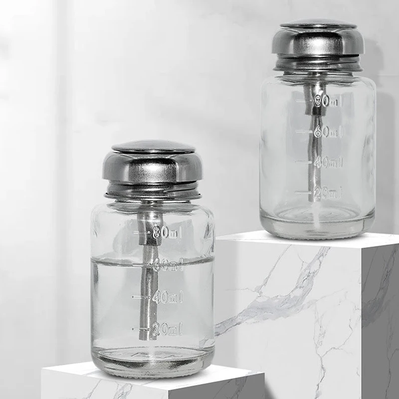 موزع مضخة زجاجية قابلة لإعادة الملء - زجاجة شفافة قابلة لإعادة الملء لمزيل طلاء الأظافر والكحول ومنظفات السوائل #2