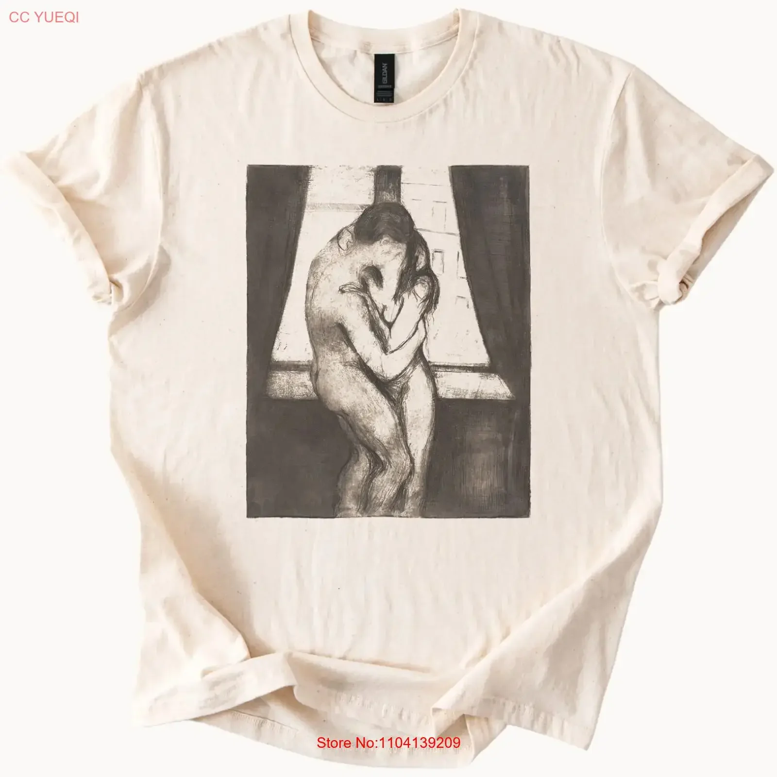 Munch The Kiss T Shirt Edvard Art Unique  vintage Washed Casual Versatile graphic Soft Stylish fashion designer clothes Unisex