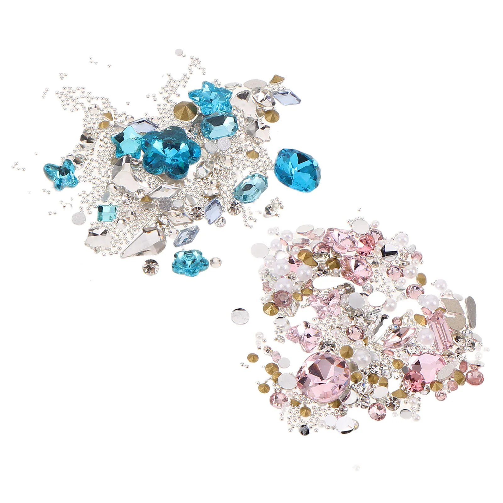 

2 Sets Decor 3d Glitter Nail Gems Jewels Decorations Flatback Art for Nails DIY Rhinestones