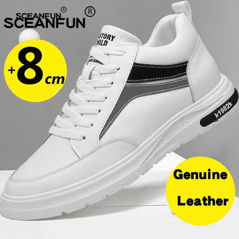 

Men elevator shoes heightening shoes genuine leather height increase 6-8cm shoes man casual height increasing men's sneakers