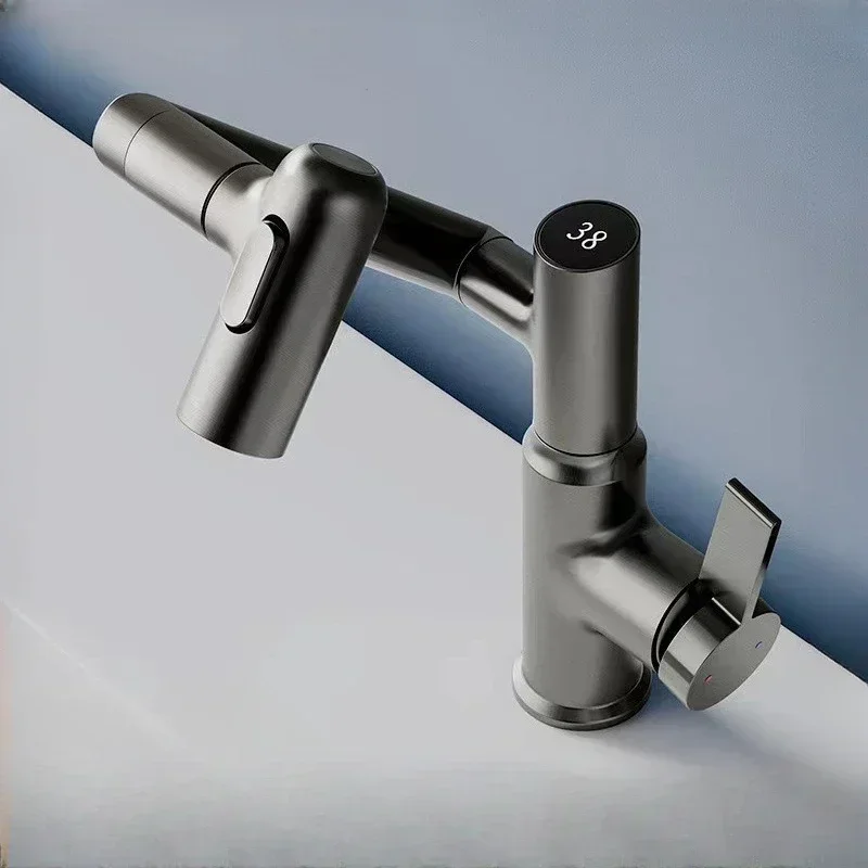 Digital Display LED Basin Faucet 360 Rotation Multi-function Stream Sprayer Hot Cold Water Sink Mixer Wash Tap For Bathroom