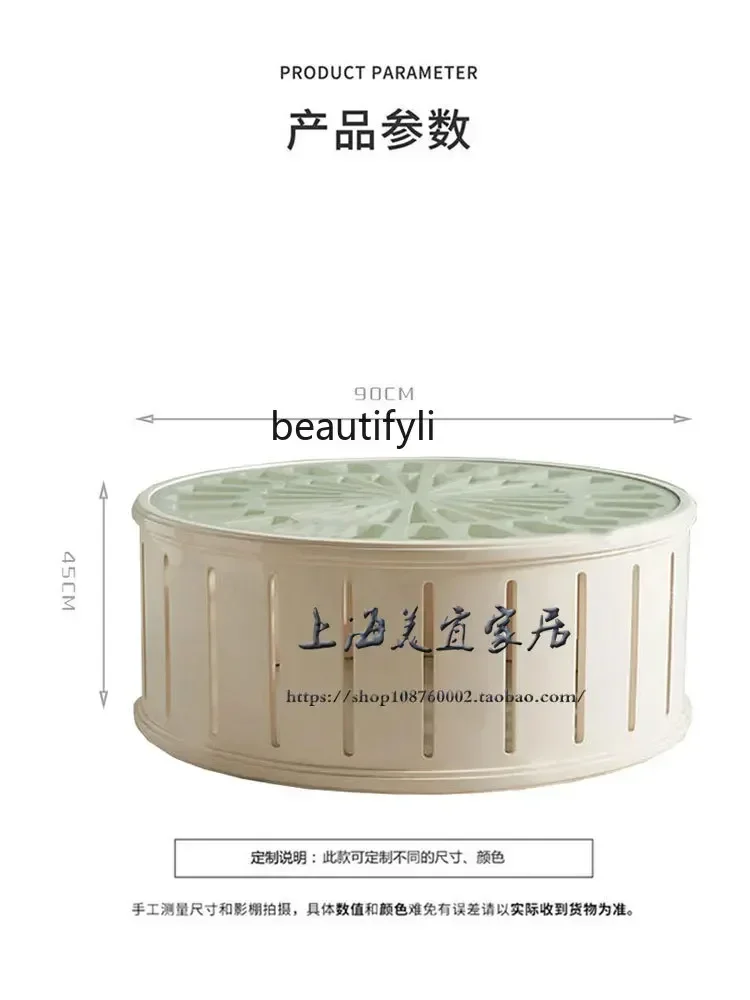 Tavolino rotondo americano in legno massello Tavolino da caffè francese retrò bianco per piccolo appartamento con superficie in vetro Soggiorno piccolo intagliato