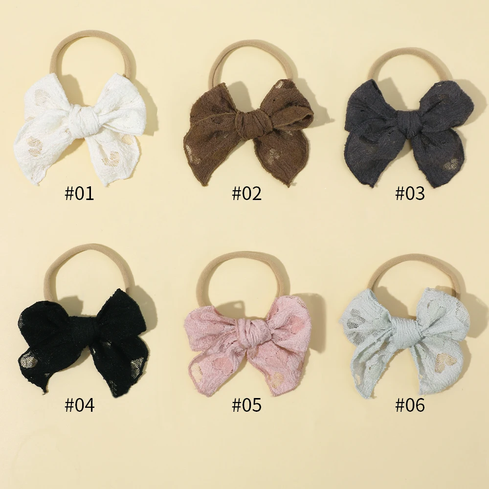 New Cute Elastic Lace Bows Headband for Baby Girl Nylon Solid Color Hair Bands for Newborn Girl Children Baby Hair Accessories