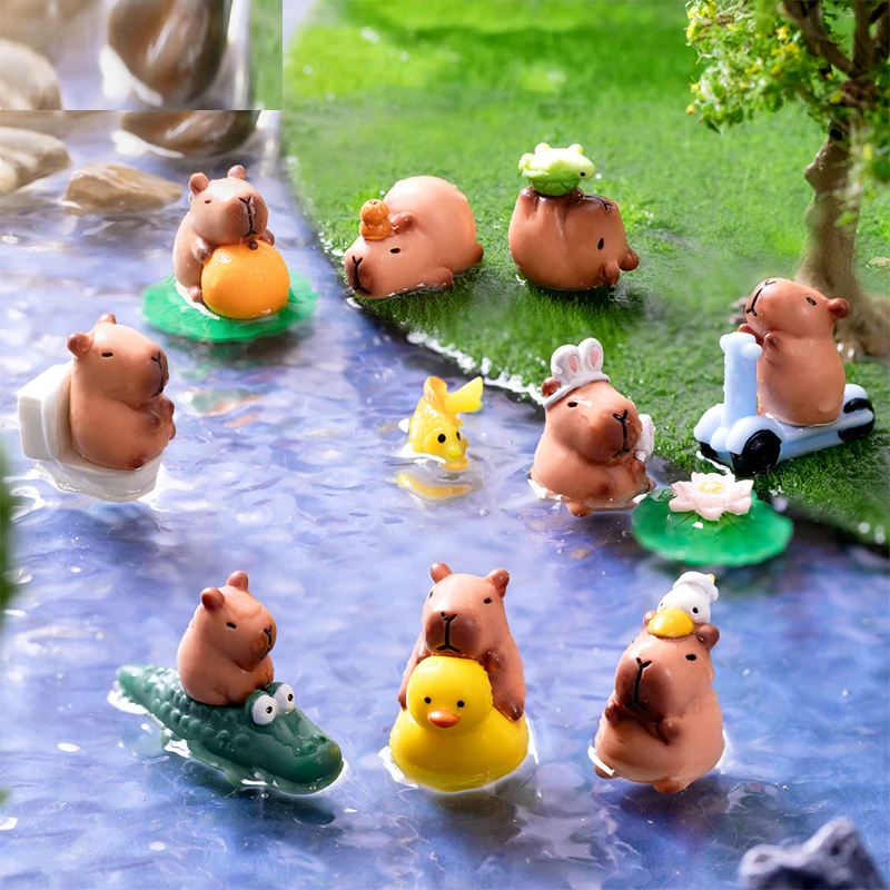 Cute Capybara Micro Landscape Miniature Figurines Animal Resin Ornament DIY Home Decoration