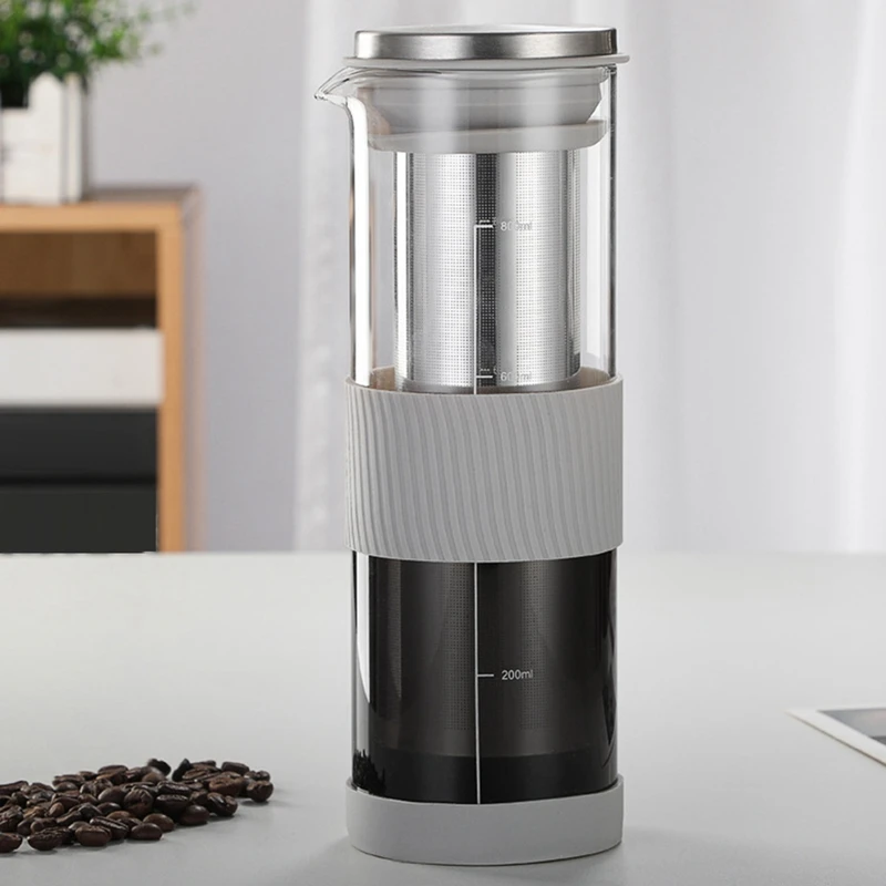 

Portable Airtight Cold Brew Iced Coffee Maker Tea Infuser - 800Ml Cold Brew Coffee Kettle Brewing Glass Carafe Pitcher