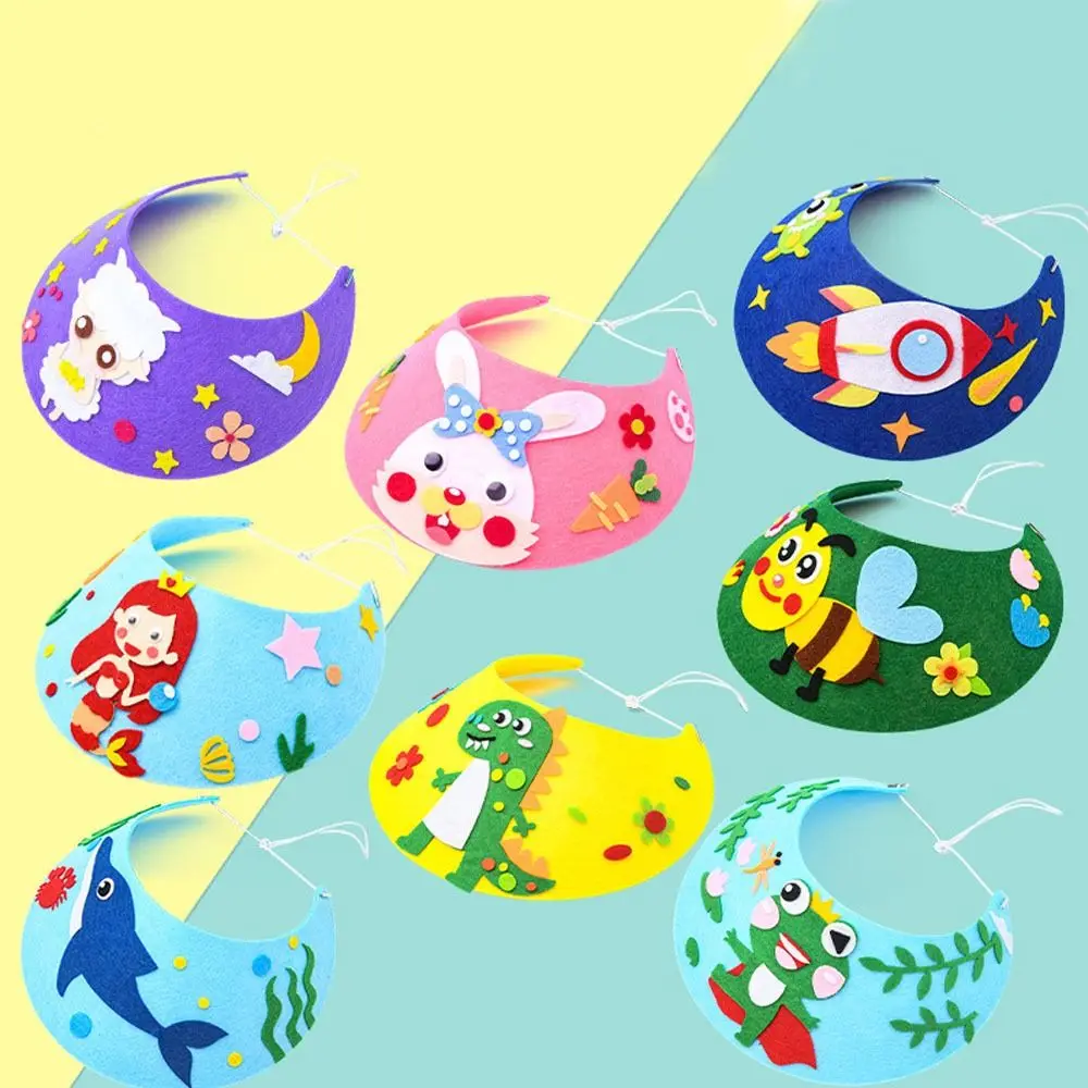 Crafts Kids Handcraft Toy Non-woven Fabric Colorful Children DIY Toy with Rope Sunhat Kindergarten Material Package Party