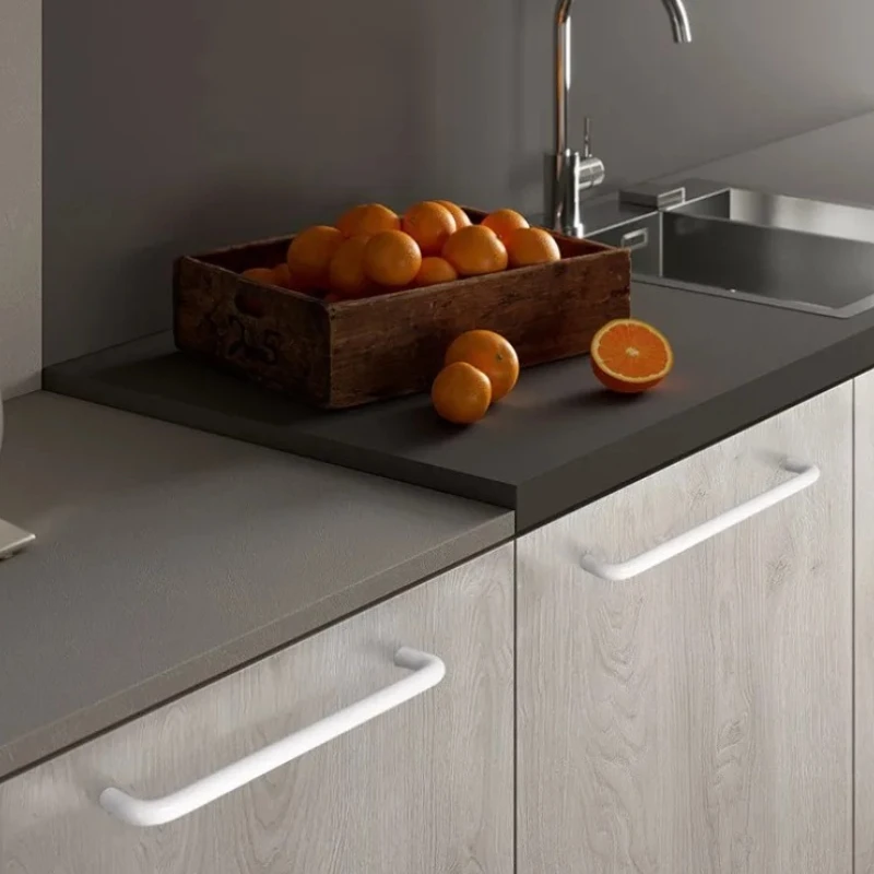 96mm Aluminum Alloy Long Handle Modern Minimalist White Cabinet Door Handle Round Bar Furniture Drawer Small Pulls