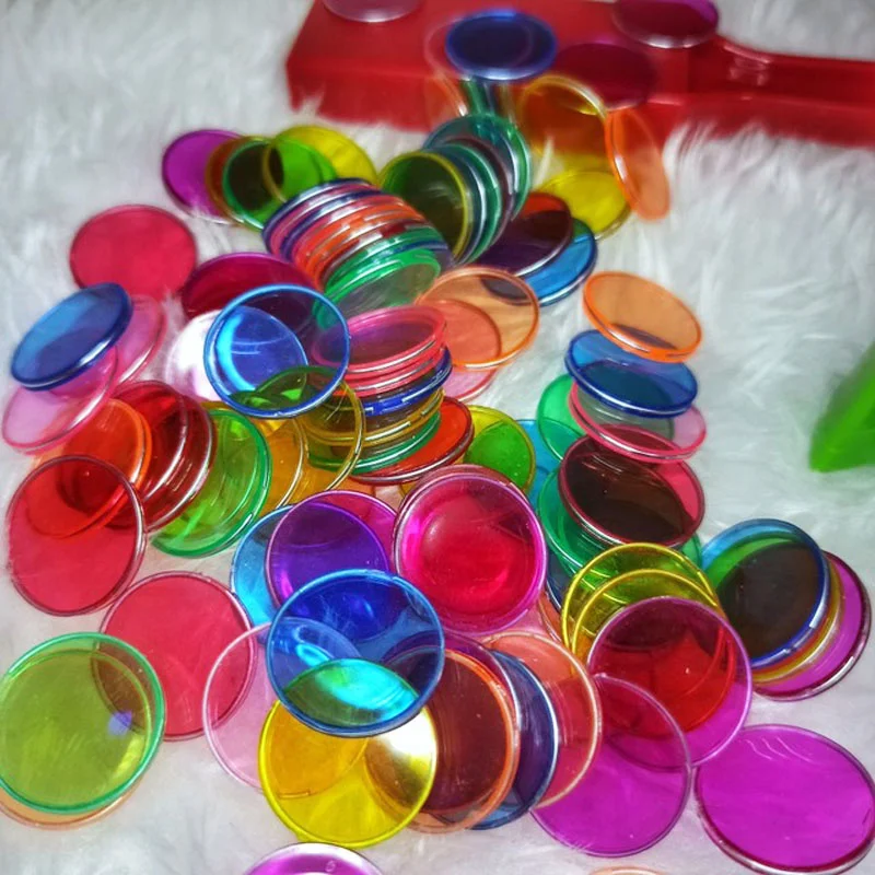 100 Plastic Colored Circular Discs With Metal Edges For Scientific Experiments Montessori Color Cognitive Math Learning Toys