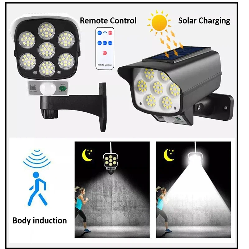 DUNICamera-Projecteur LED avec détecteur de mouvement, extérieur, sans fil, étanche IP65, 3 modes, maison, jardin, arrière-cour, applique murale, 77