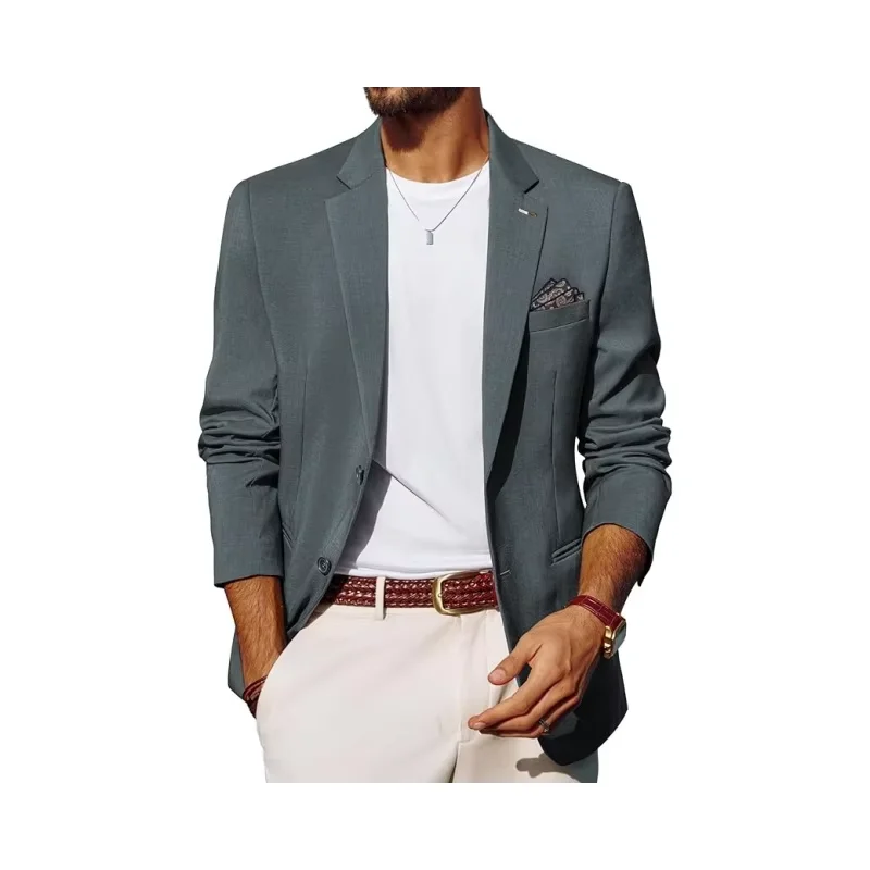 

Мужской приталенный пиджак на заказ — деловой пиджак с двумя пуговицами, стильное деловое спортивное пальто для свадьбы, банкетов и офисов