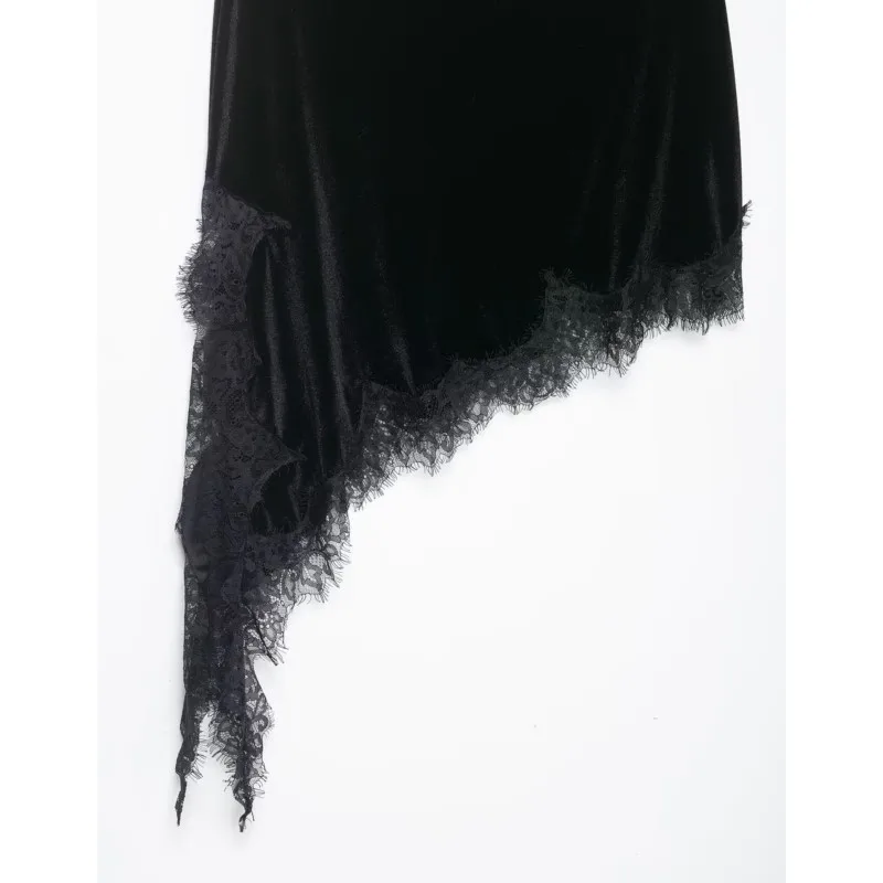 Jupe asymétrique en dentelle pour femmes, taille moyenne, ourlet asymétrique, jupe en Satin, fermeture éclair latérale, jupes chics pour femmes, printemps été