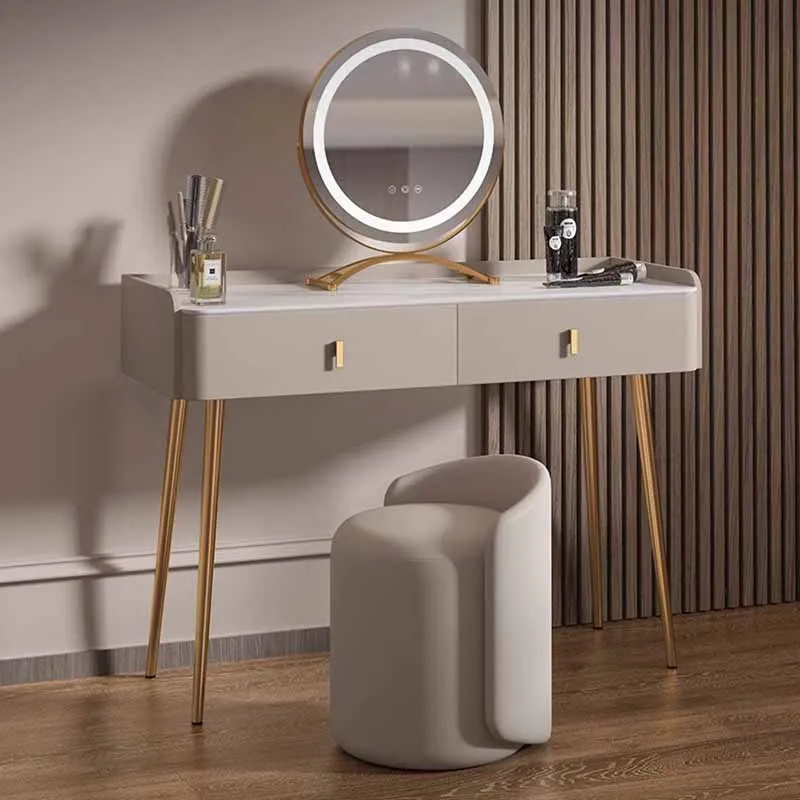 

Vanity Design Luxury Dressing Table Princess Ornaments Gold Legs Lacquer Dressing Table Gold Organizer Penteadeira Decoration