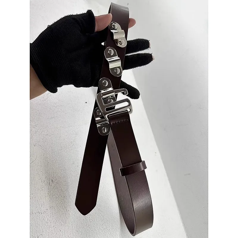 เข็มขัดหนังแท้สไตล์พังก์สำหรับผู้หญิง รุ่น J1602 ใช้ตกแต่งชุดหรือคาดเอว