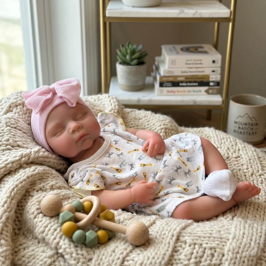 18 Inch Full Body Silicone Reborn Doll Closed‑Eyes Sleeping Design Lifelike Hand‑Painted Waterproof Collectible Art Ornament