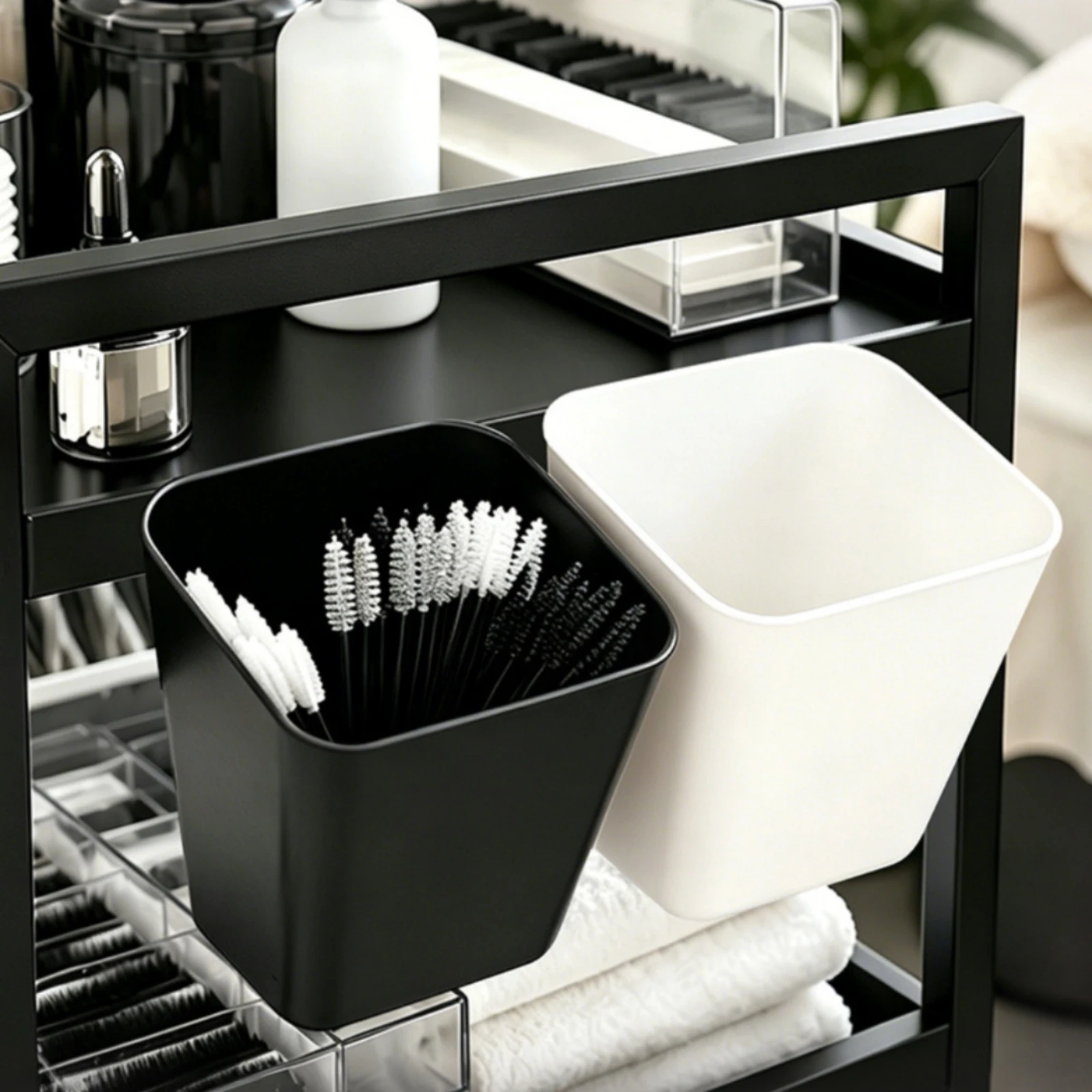 Hanging Storage Bin Side-Mounted Cart Organizer Bin Hanging Storage Basket Open-Top Holder Long-Lasting for Stylists