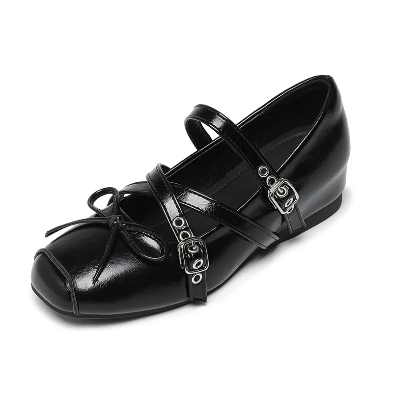 Women Bow-knot Shoes Spring Autumn Elegant Square Toe Street Style Dress Shoes Ladies Internal Elevation Ballet Shoes