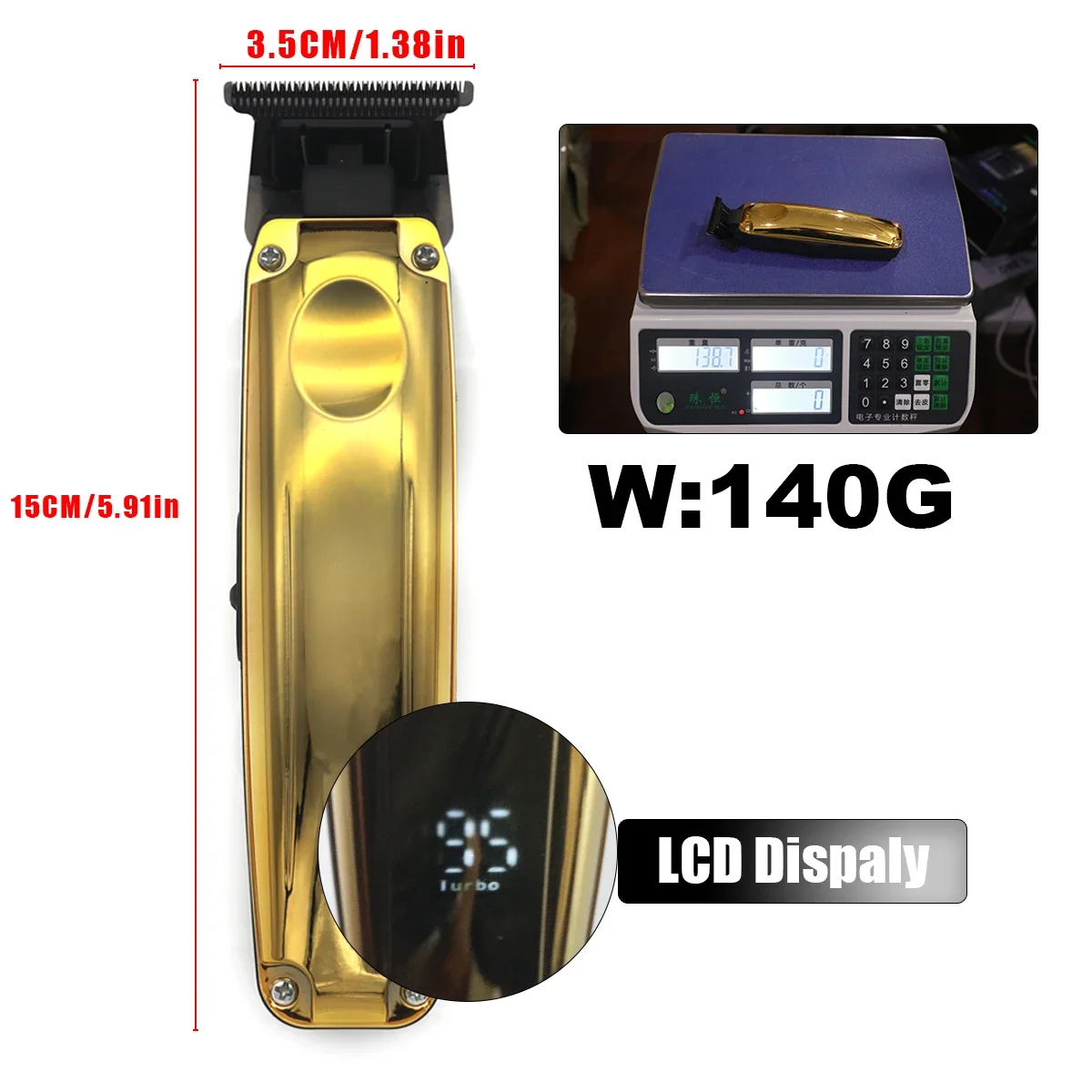 ماكينة تشذيب اللحية الاحترافية للرجال مع ماكينة تشذيب الشعر اللاسلكية DLC Blade T-Blade Zero Gapped 8000 دورة في الدقيقة 5 وات