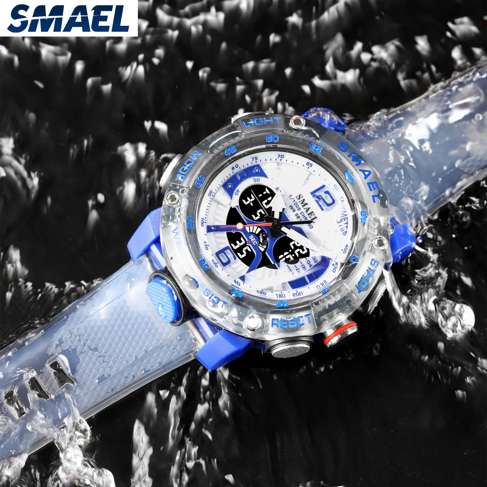 SMAEL-reloj multifuncional para deportes al aire libre, accesorio de pulsera resistente al agua con pantalla Digital Dual y brillo nocturno, 8058