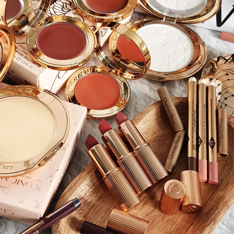 Hot CT Set Up Powder Small Gold Plate Setting Spray Dual Use Lip Cheek Radiance Cream & Lipstick 3 Pcs Easy To Color Cosmetics