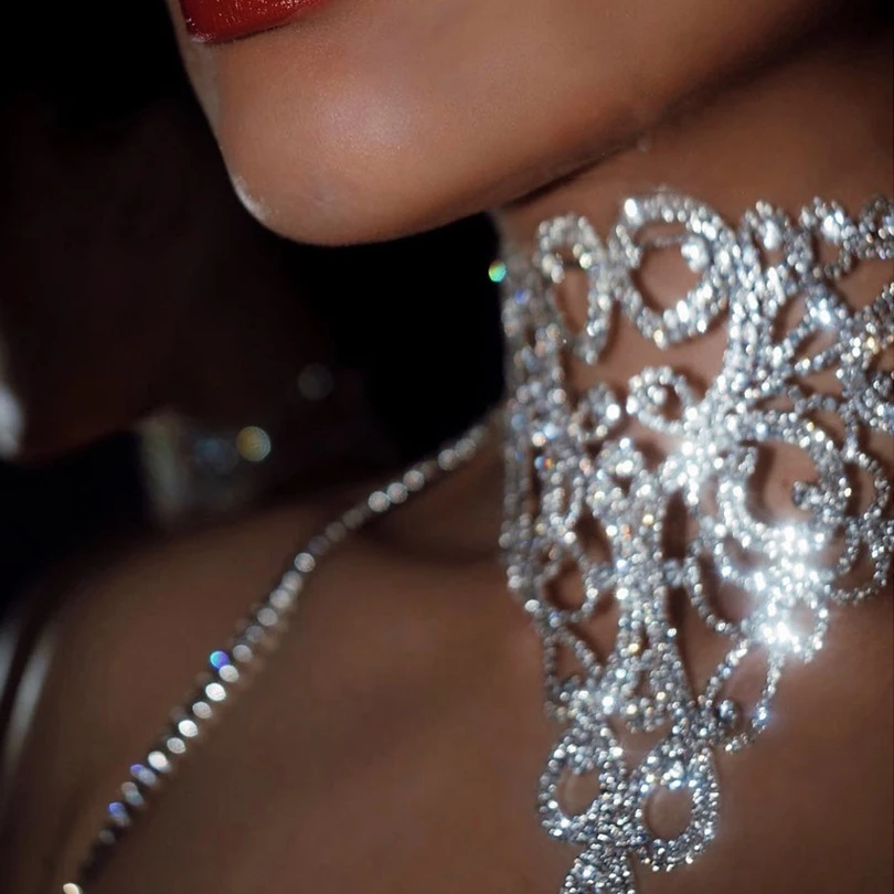 Luxury Rhinestone Choker Crystal Necklace Women Gothic Choker Maxi Statement Necklace 2022 Fashion Jewelry Collar Accessories