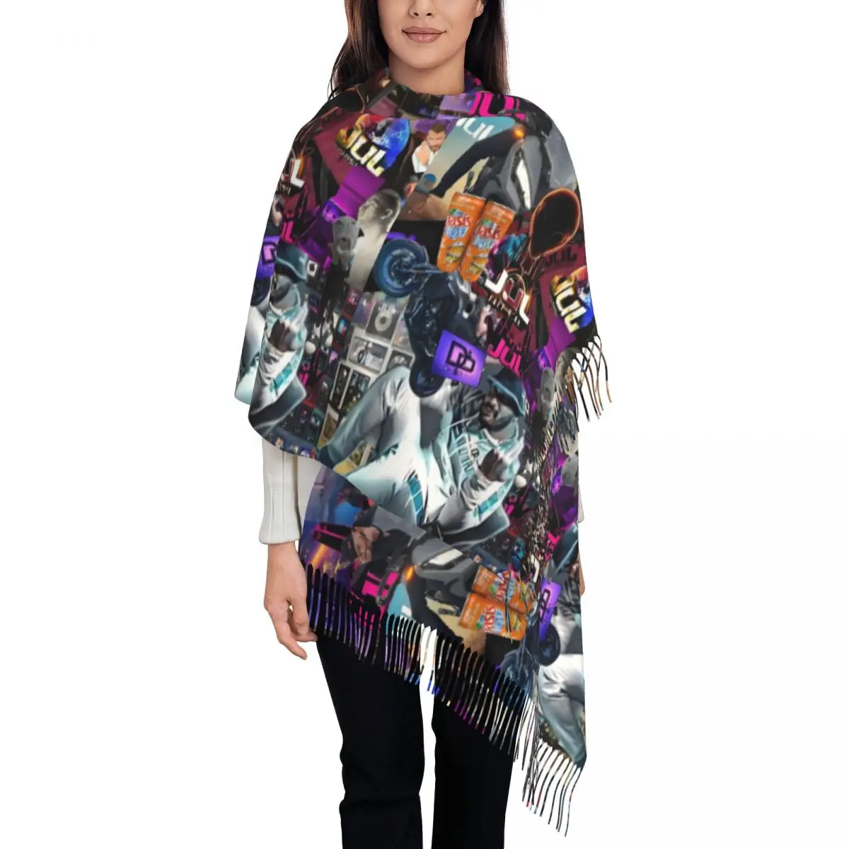 

Personalized Print Jul Collage Art Scarf Men Women Winter Warm Scarves French Rap Shawls Wraps