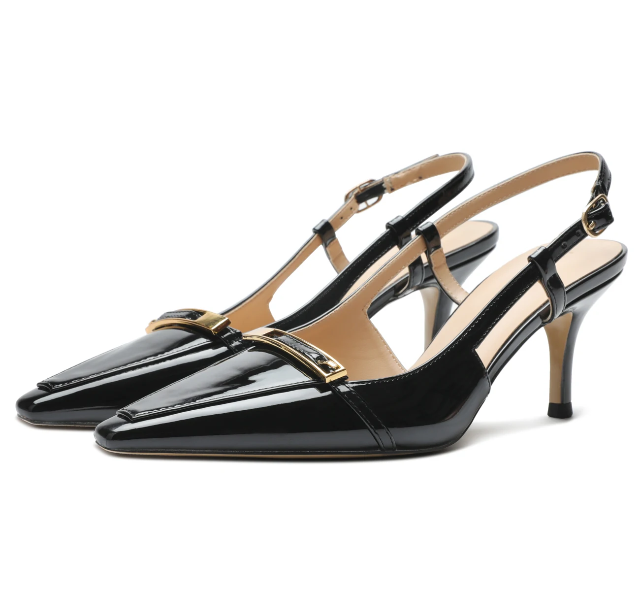 【Measure Your Feet Length Before Order】Slingbacks Dress Buckle Women High Heel Pumps Pointy Toe Fashion Party Sandal 147-CHC-33