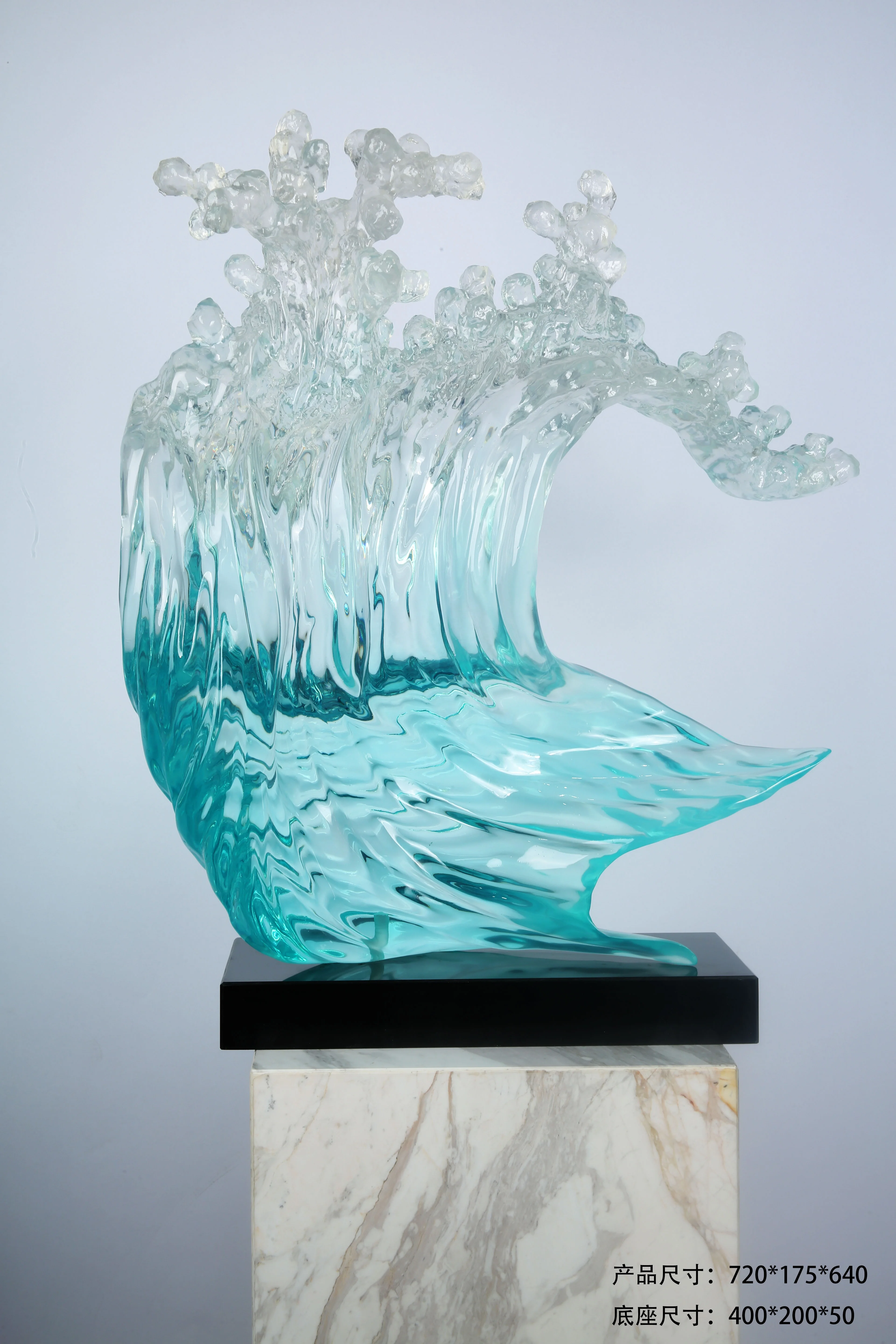 clear Epoxy resin sculpture custom light blue