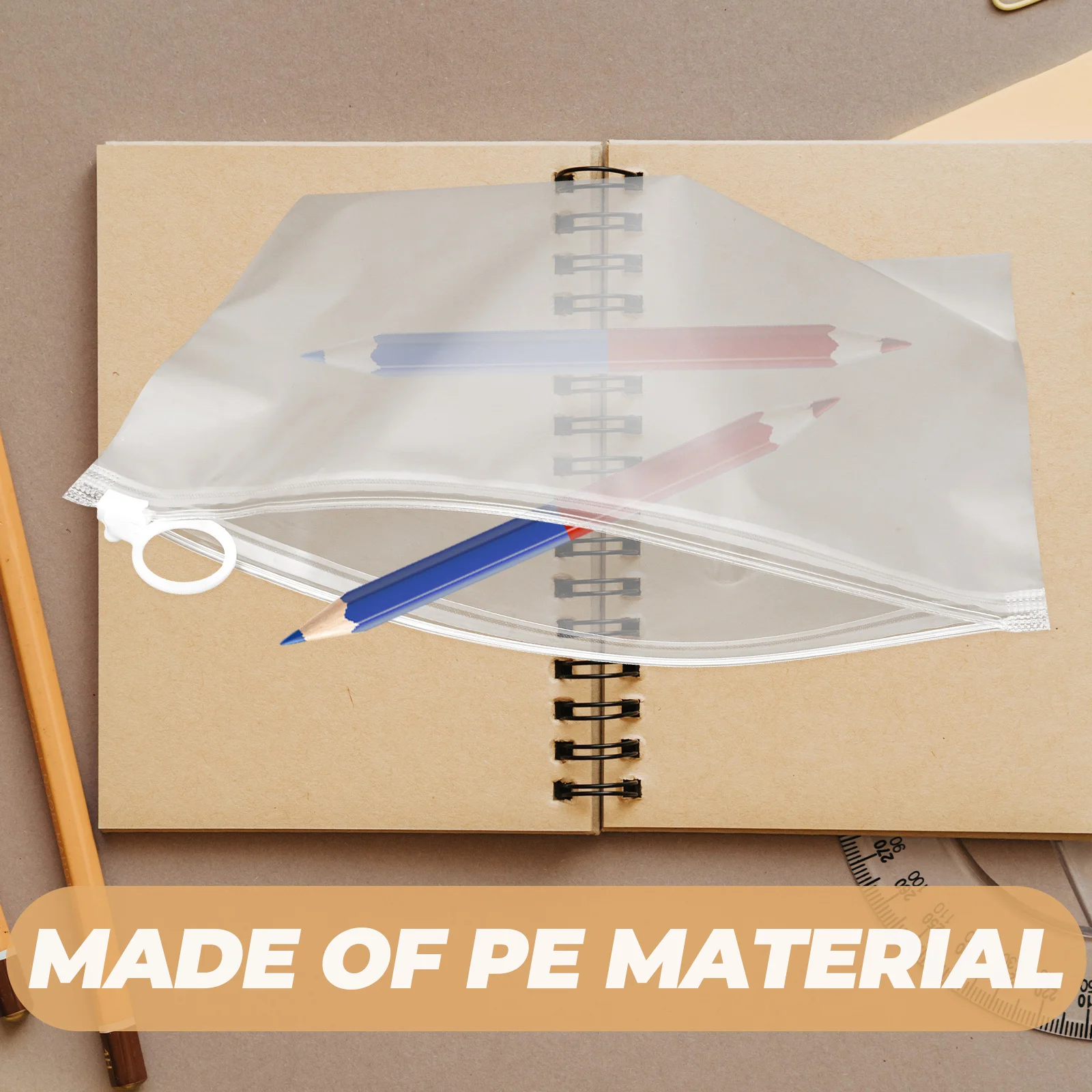 

20pcs Pencil Pouch Large Capacity Lightweight Stationery Organizer Washable Reusable Plastic Envelope Smooth Zipper For School