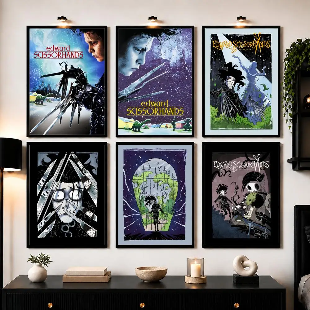 E-Edward S-Scissorhands Poster Wall Art Sticker For Living Room Bedroom Bar Home Decor Mural Painting Decoration