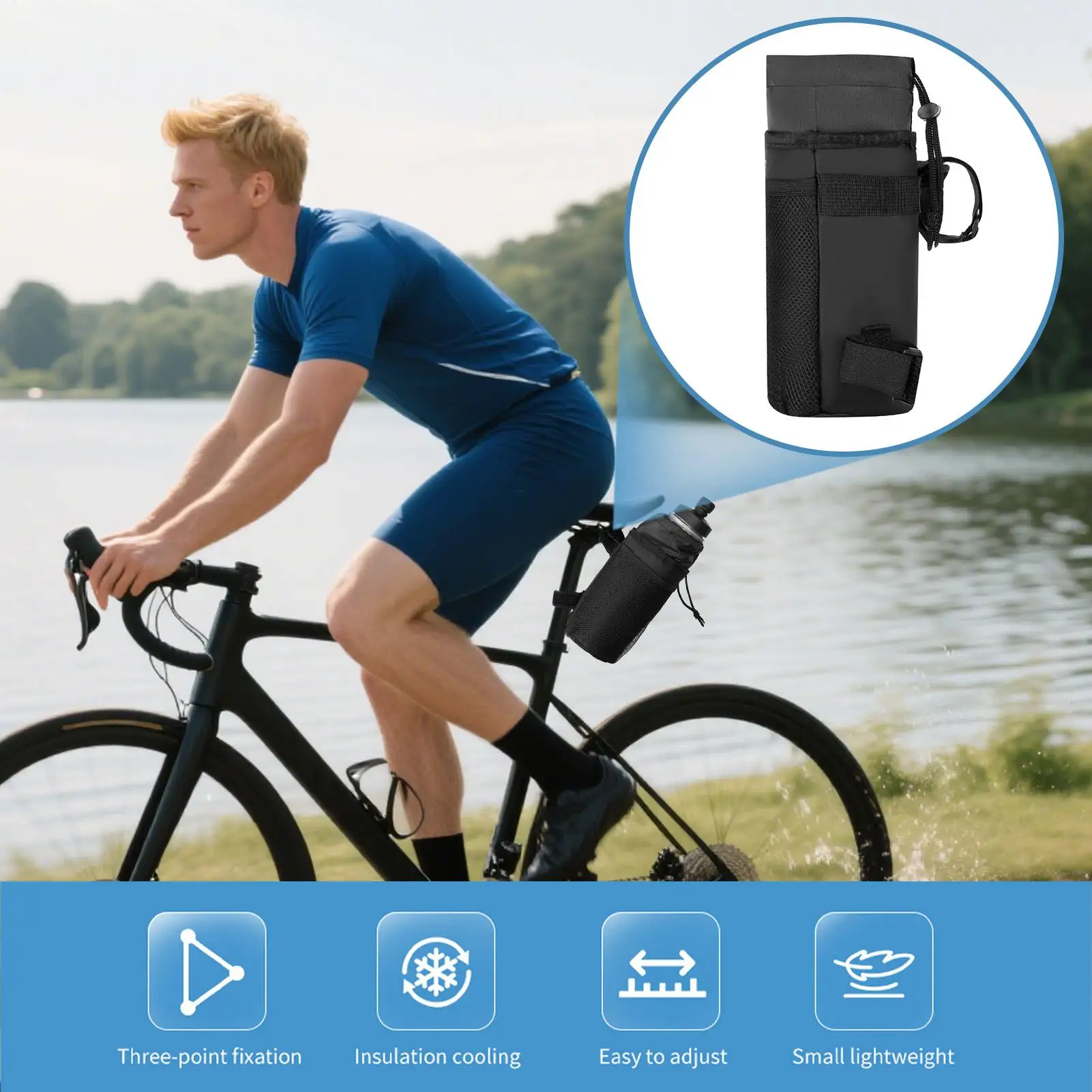 

Держатель для бутылки с водой, подвесная сумка для велосипеда, подвесная сумка для чашки для езды, портативная сумка для бутылки с водой для езды на велосипеде, скутера, велосипеда на открытом воздухе