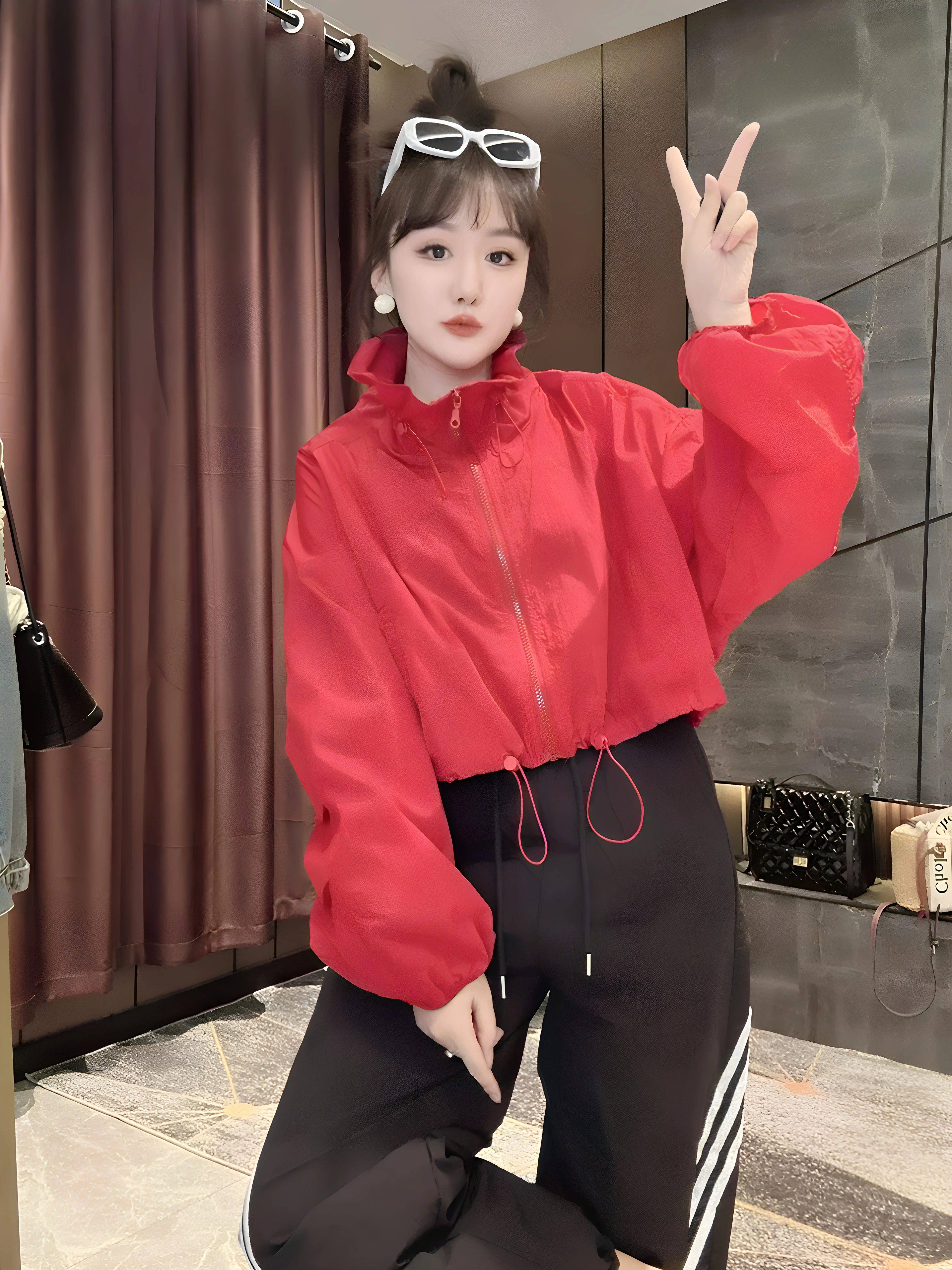 Summer New Fashionable Women's Sun Protection Casual Short Coat Stand Collar Outdoor UV Protection Top Zipper Closure Long Sl...