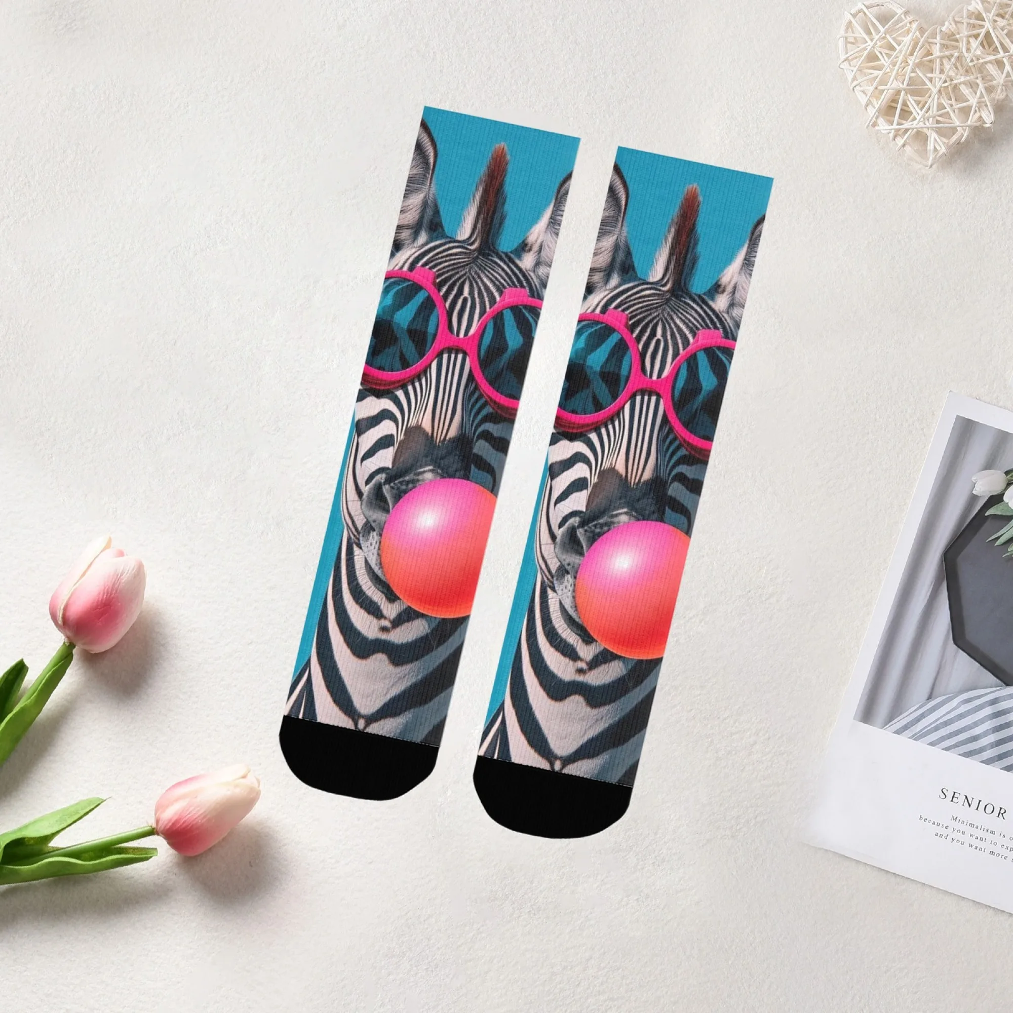 Novedad, calcetines abstractos con estampado de cebra y burbujas para hombre, moda urbana Harajuku, divertidos calcetines de compresión de hip-hop adecuados para regalos