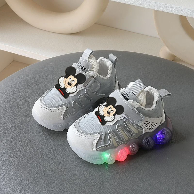

summer New Boys Kids Breathable Sneakers Mickey Girls cartoon LED Toddler Shoes Mouse spring fall Lighted Casual Shoes Disney