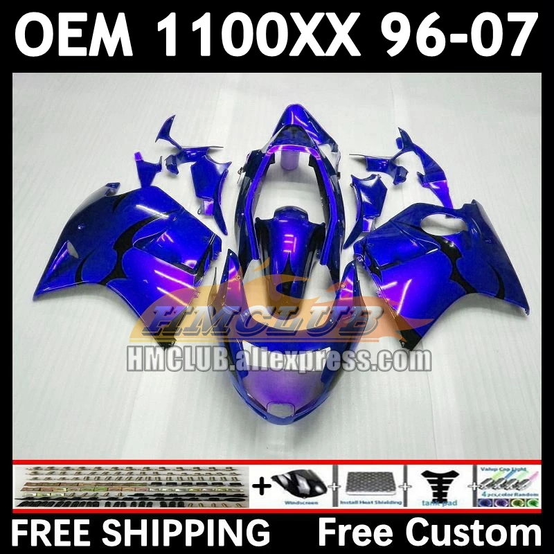 Blackbird For HONDA CBR 1100XX CBR1100 XX 86No.66 CBR1100XX 96 97 98 99 00 01 2002 2003 2004 2005 2006 blue flames 2007 Fairing