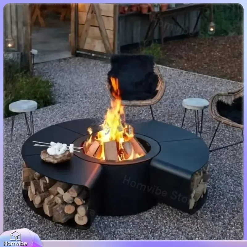 

Smokeless Fire Pit Table Outdoor BBQ Grill Table Steel Patio Fire Table with Heat Control for Garden Party Cooking Camping