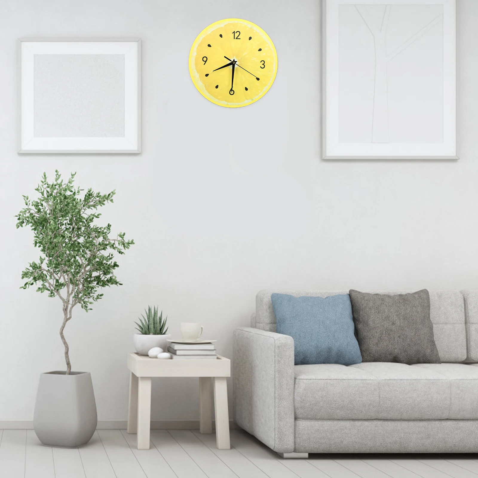 

Frameless Silent Clock PVC Digital Wall Retro Decor Lemon Design Bedroom Modern Art Mute Hanging Save Space Accurate Time
