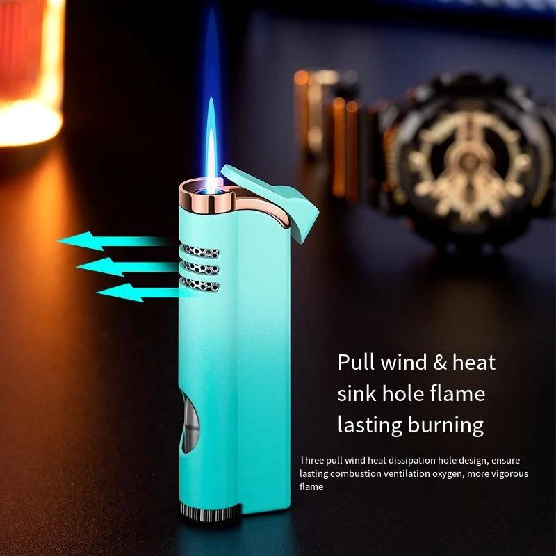 

New Fashion Cigar Gradient Butane Torch Lighter Metal Windproof Men Smoking Gadget Electronic Lighter Gift Cigarette Accessories