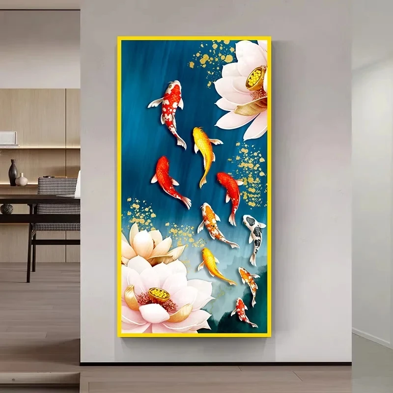 Lotus Koi carp Diamond Painting New 2024 DIY jewelry Cross Stitch Full Diamond Mosaic Flowers Wealth and nobility Home Decor Art