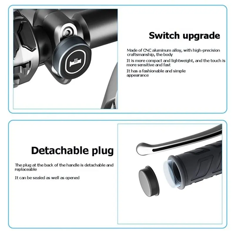 Electric Heated Handlebar Grips Motorcycle Smart 5+ 1 Heat Level Settings With Memory Function For 22Mm Handlebars