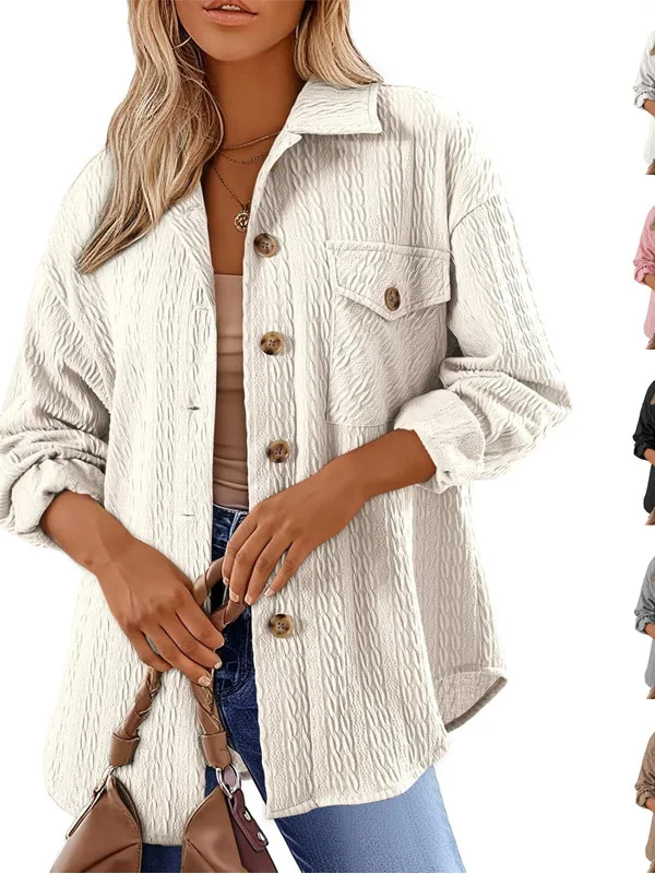 Col femme ket irt Jaet Long Sve col rabat vêtements d'extérieur haut ket Design Faionable été femmes irt