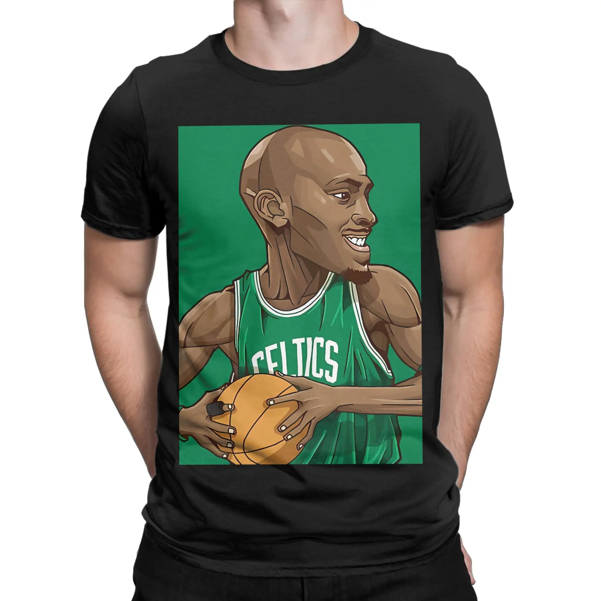 Camiseta de algodón 100% con gráfico divertido de Kevin Garnett 5 Chibi, camisetas de Kevin Garnett para hombres